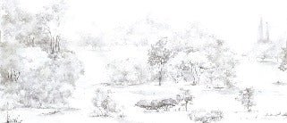 Papier peint forêt de pin aquarelle, XXL, tendance