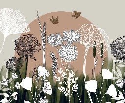 Carta da parati per WC con illustrazione floreale