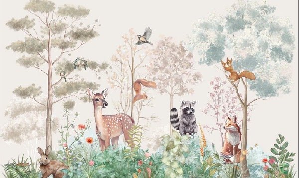 Carta da parati per la cameretta dei bambini magic nature beige