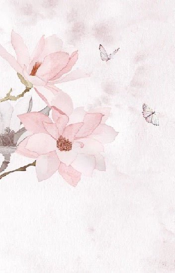 Carta da parati acquerellata con magnolia rosa