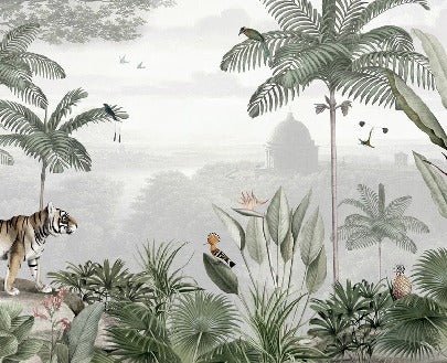 Carta da parati della giungla felina