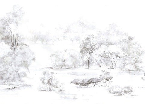 Carta da parati acquerello pineta