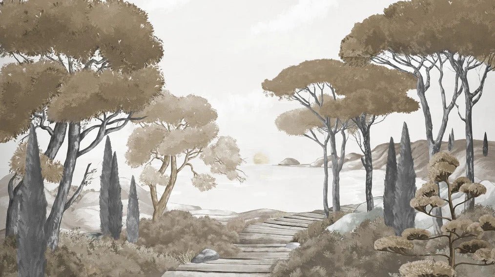 Passeggiata nei ruscelli carta da parati marrone