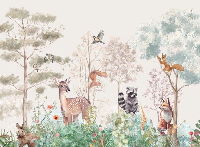 Carta da parati per la cameretta dei bambini magic nature beige