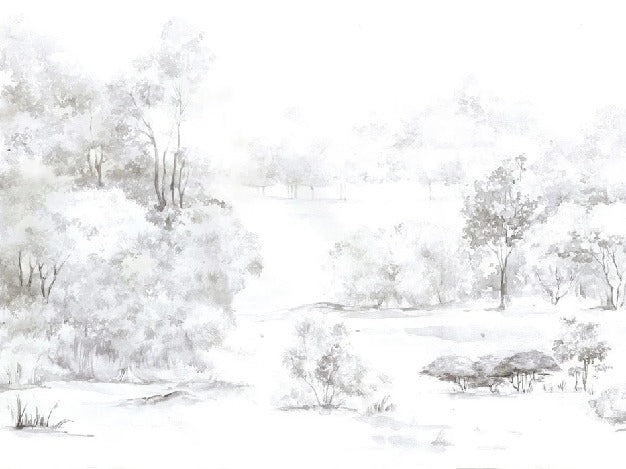 Carta da parati foresta di pini acquerello