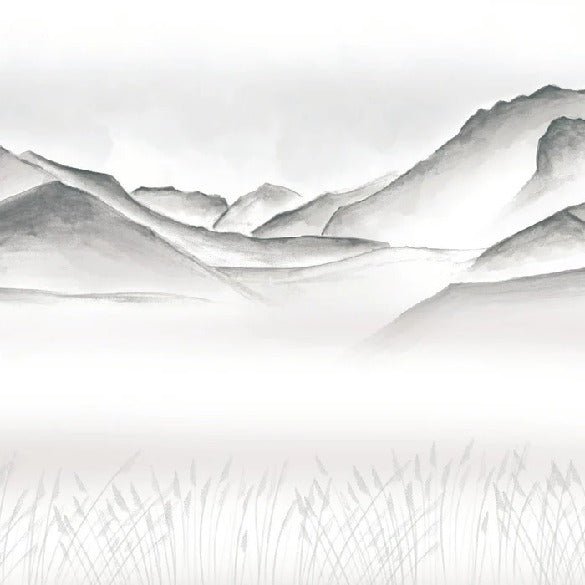 Carta da parati artistica Annecy tra lago e montagne GRIGIO