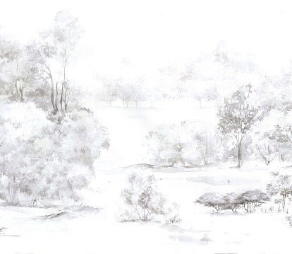 Carta da parati acquerello pineta