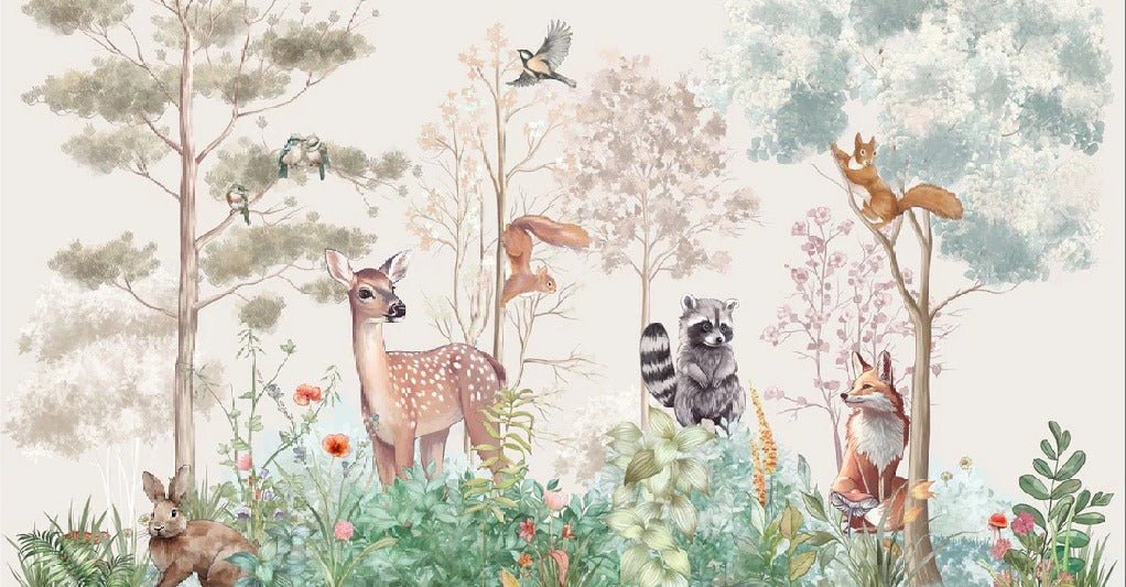 Carta da parati per la cameretta dei bambini magic nature beige