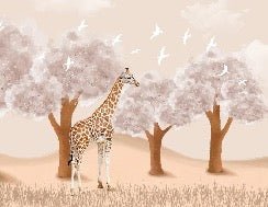 Carta da parati per la cameretta dei bambini Giraffa nella savana