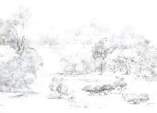 Carta da parati acquerello pineta