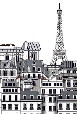 Carta da parati con tetti parigini