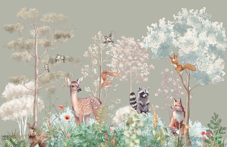 Carta da parati per la cameretta dei bambini Magic nature sage