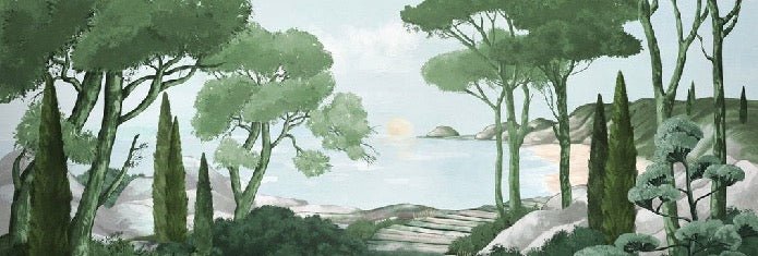 Passeggiare nel verde della carta da parati dei ruscelli