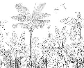 Carta da parati della giungla leopardata in bianco e nero