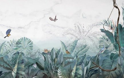 Carta da parati in marmo blu della giungla