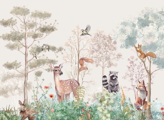 Carta da parati per la cameretta dei bambini magic nature beige