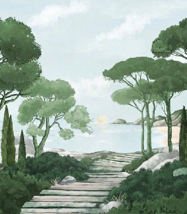 Camminare nella carta da parati verde dei ruscelli