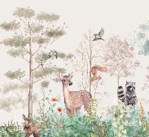 Carta da parati per la cameretta dei bambini magic nature beige