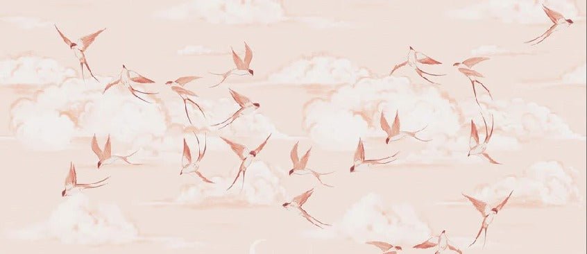 Carta da parati poetica per la cameretta dei bambini in terracotta