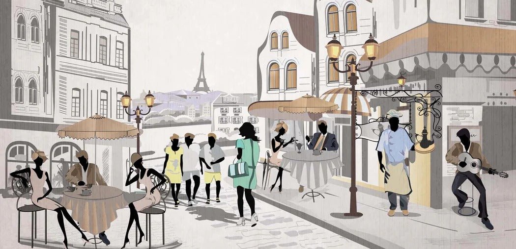 Carta da parati francese Paris café en terrasse