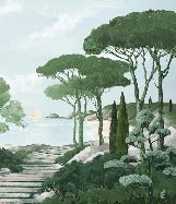 Camminare nella carta da parati verde dei ruscelli