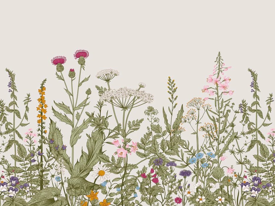 Carta da parati bistrot botanica folk romantica