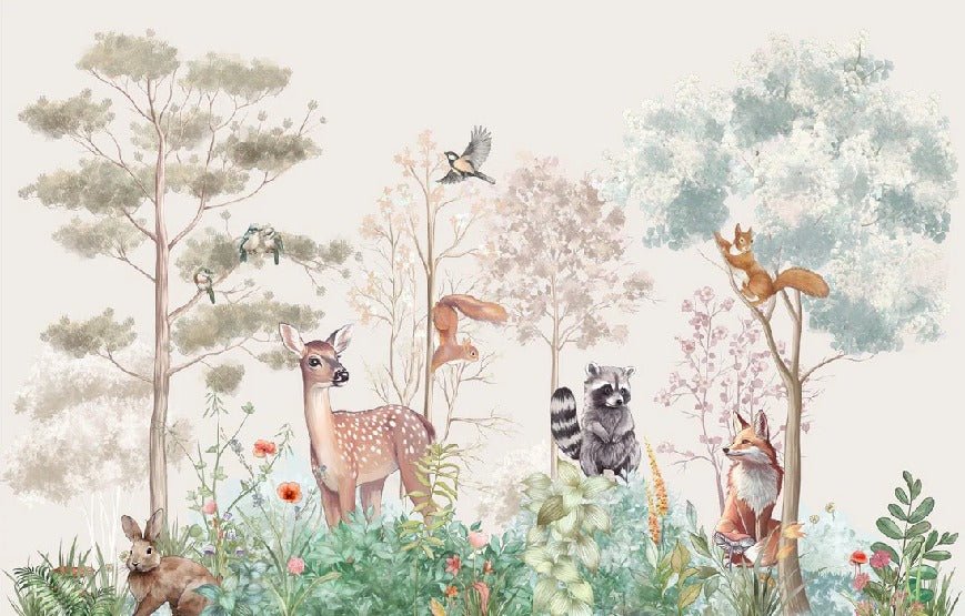 Carta da parati per la cameretta dei bambini magic nature beige