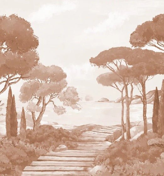 Carta da parati Passeggiata nei torrenti in terracotta