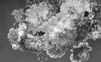 Carta da parati con fiori di peonia in bianco e nero