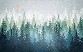 Papier peint forêt canadienne abstrait, XXL, tendance