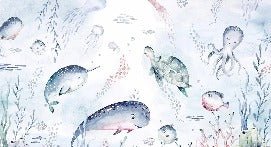 Sfondo con balene dell'oceano da favola