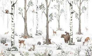Primavera foresta animali carta da parati