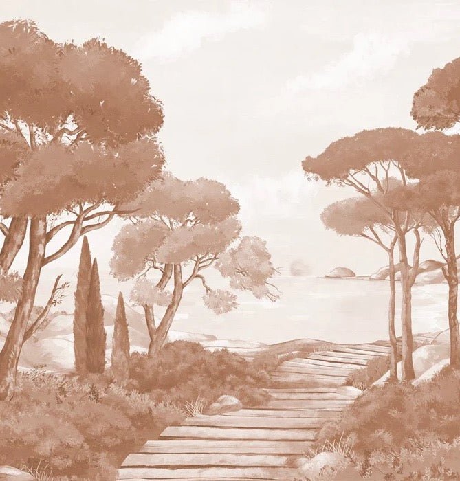 Carta da parati Passeggiata nei torrenti in terracotta