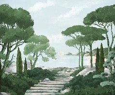 Camminare nella carta da parati verde dei ruscelli