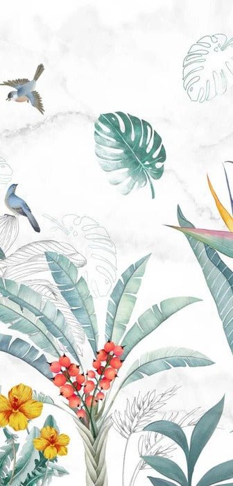 Carta da parati per WC Vegetal & Bird