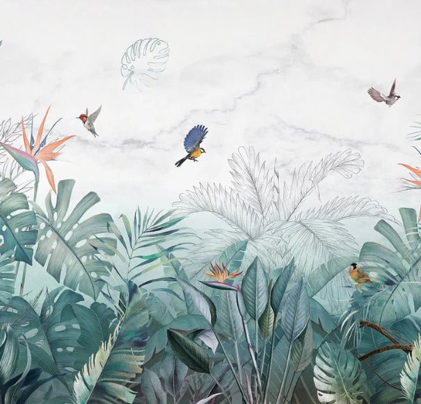 Carta da parati in marmo blu della giungla