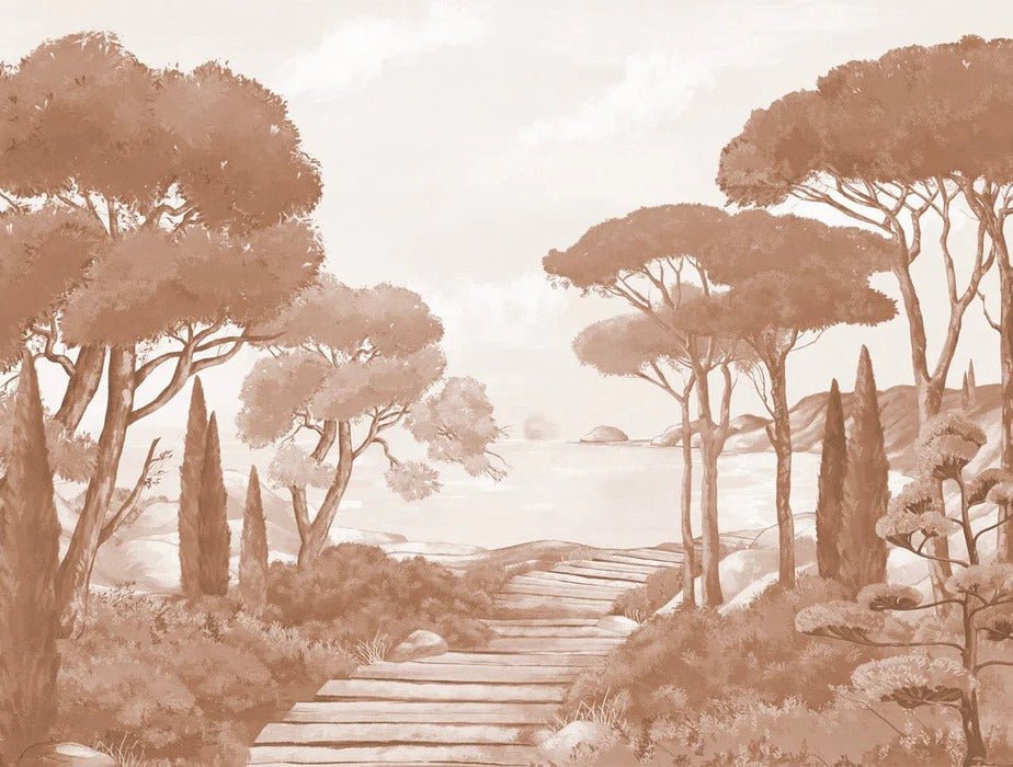 Carta da parati passeggiata nelle calanques terracotta