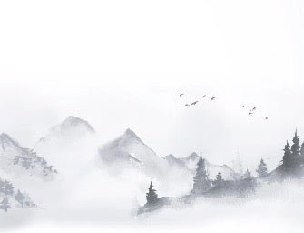 Carta da parati con paesaggio minimalista Zen