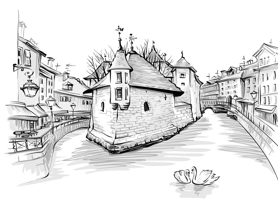 Venezia delle Alpi carta da parati in bianco e nero