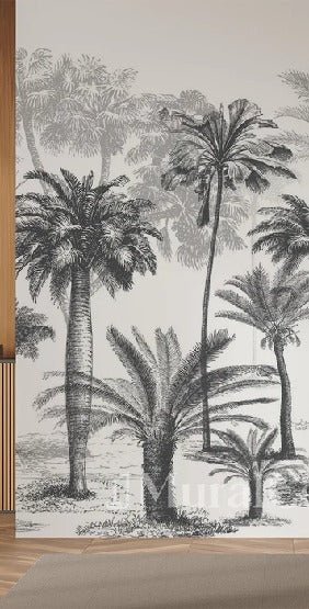 Carta da parati Jungle in bianco e nero