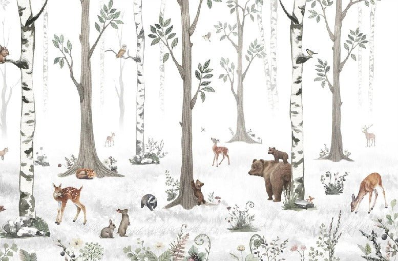 Primavera foresta animali carta da parati