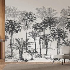 Carta da parati Jungle in bianco e nero