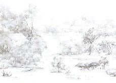 Papier peint forêt de pin aquarelle, XXL, tendance