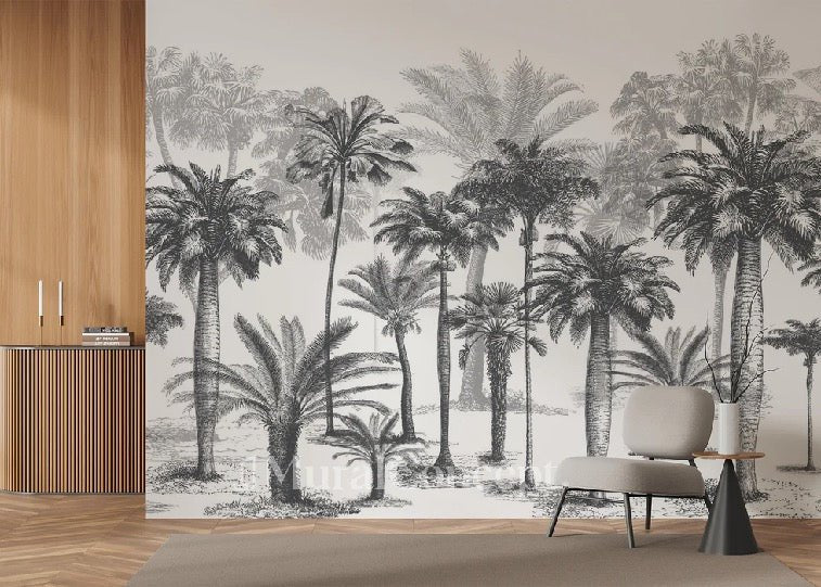 Papier peint Jungle Black & White, XXL, tendance