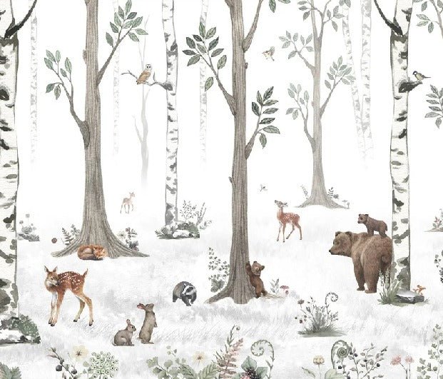Primavera foresta animali carta da parati