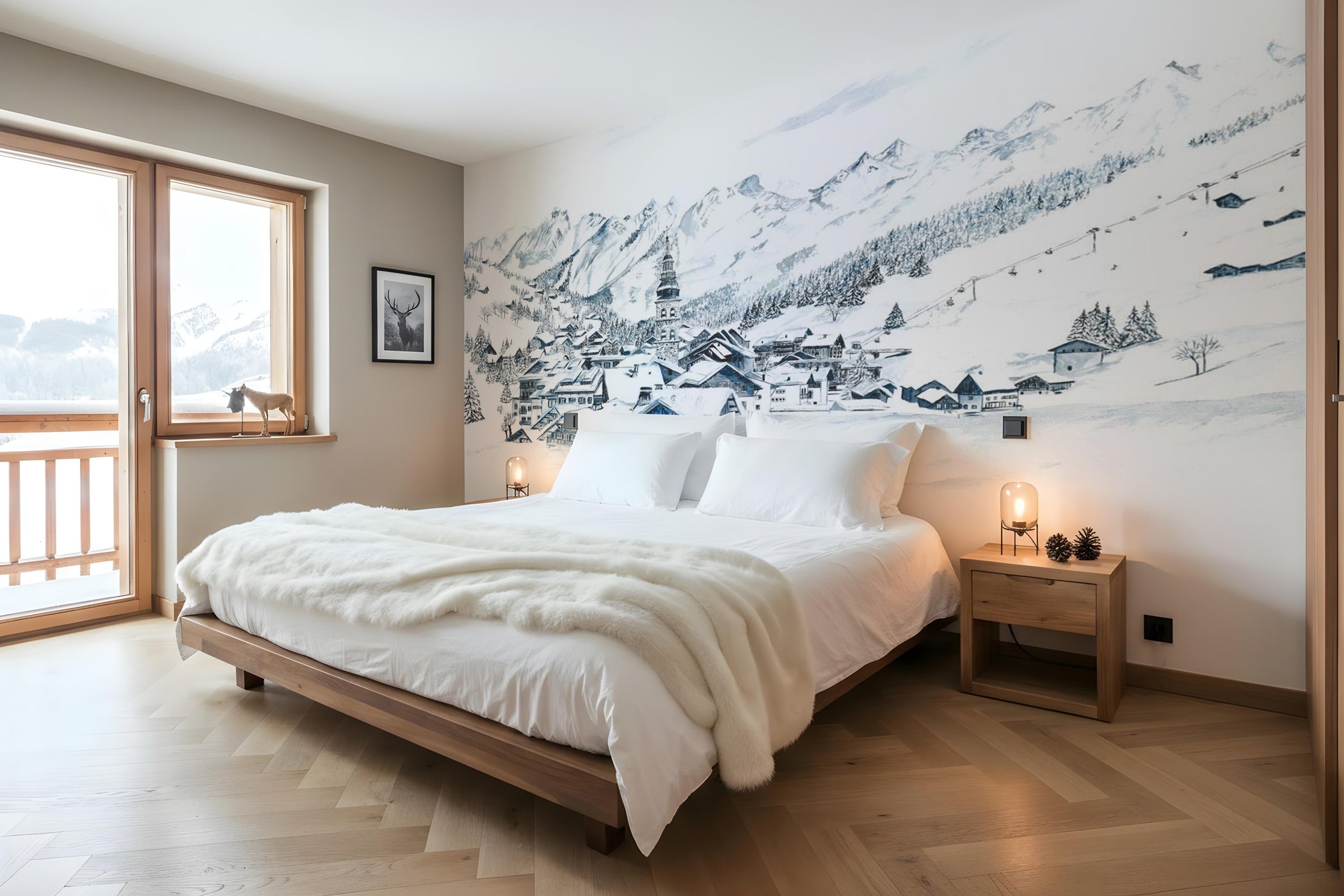 Carta da parati panoramica La Clusaz in pittura
