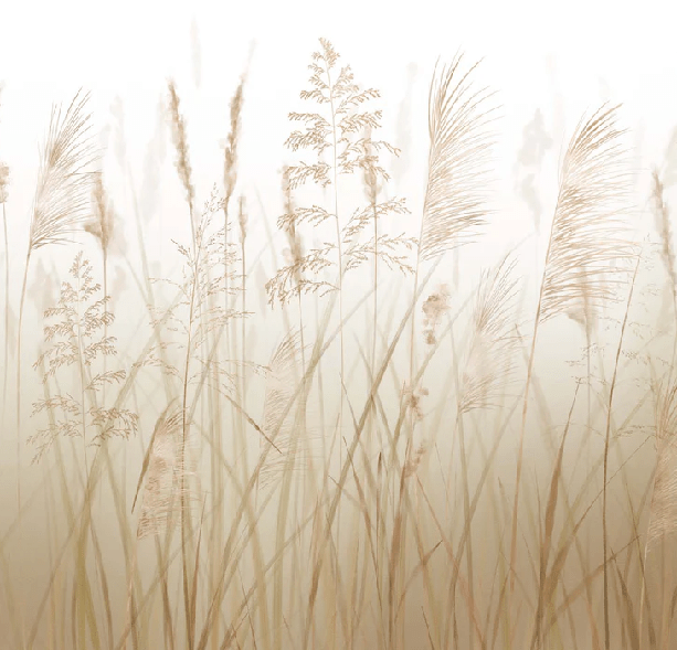 Carta da parati con fiori di campo e grano