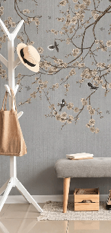 Carta da parati con rami fioriti