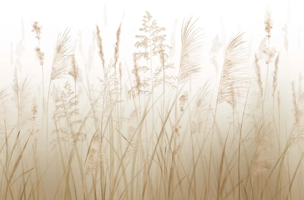 Carta da parati con fiori di campo e grano