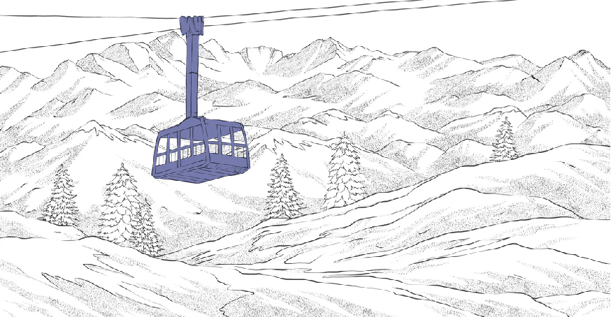 Tapete La Plagne Gondelbahn blau, XXL, tendance
